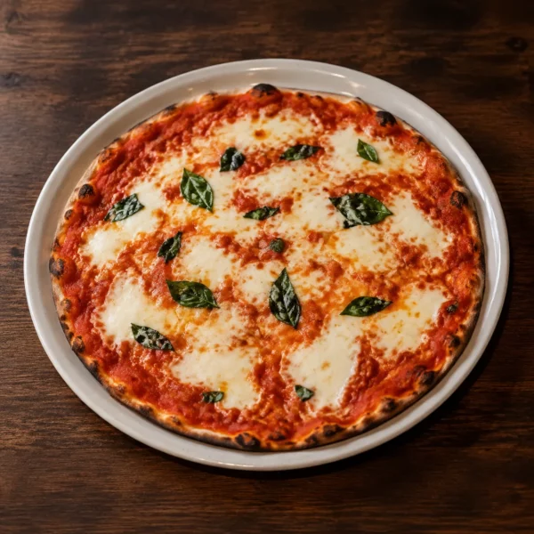 Pizza romana Margherita con bufala, sottile e croccante