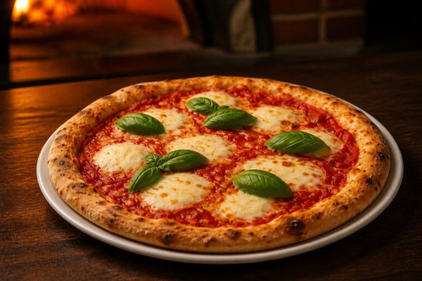 Pizza Margherita con pomodoro mozzarella e basilico