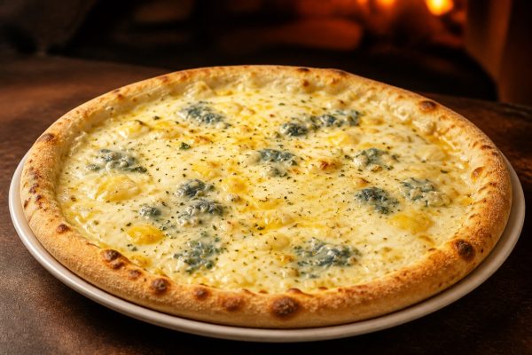 Pizza Quattro formaggi cremosa su base sottile